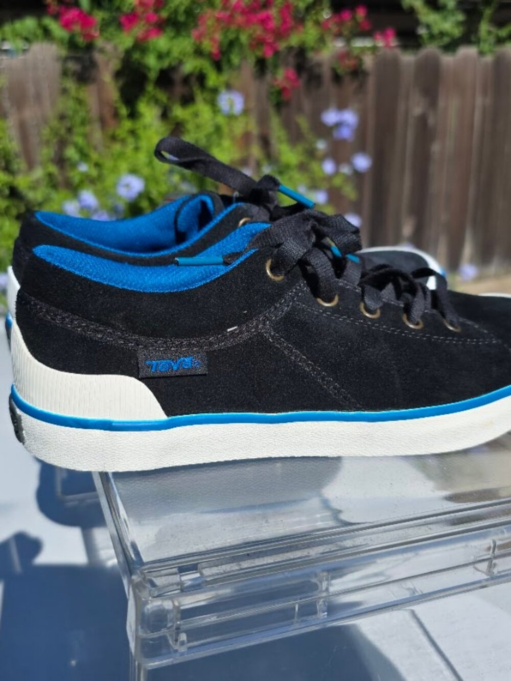 Teva 1001983 Womens Size 7 Black Suede Low Top Casual Sneakers Shoes NWOB